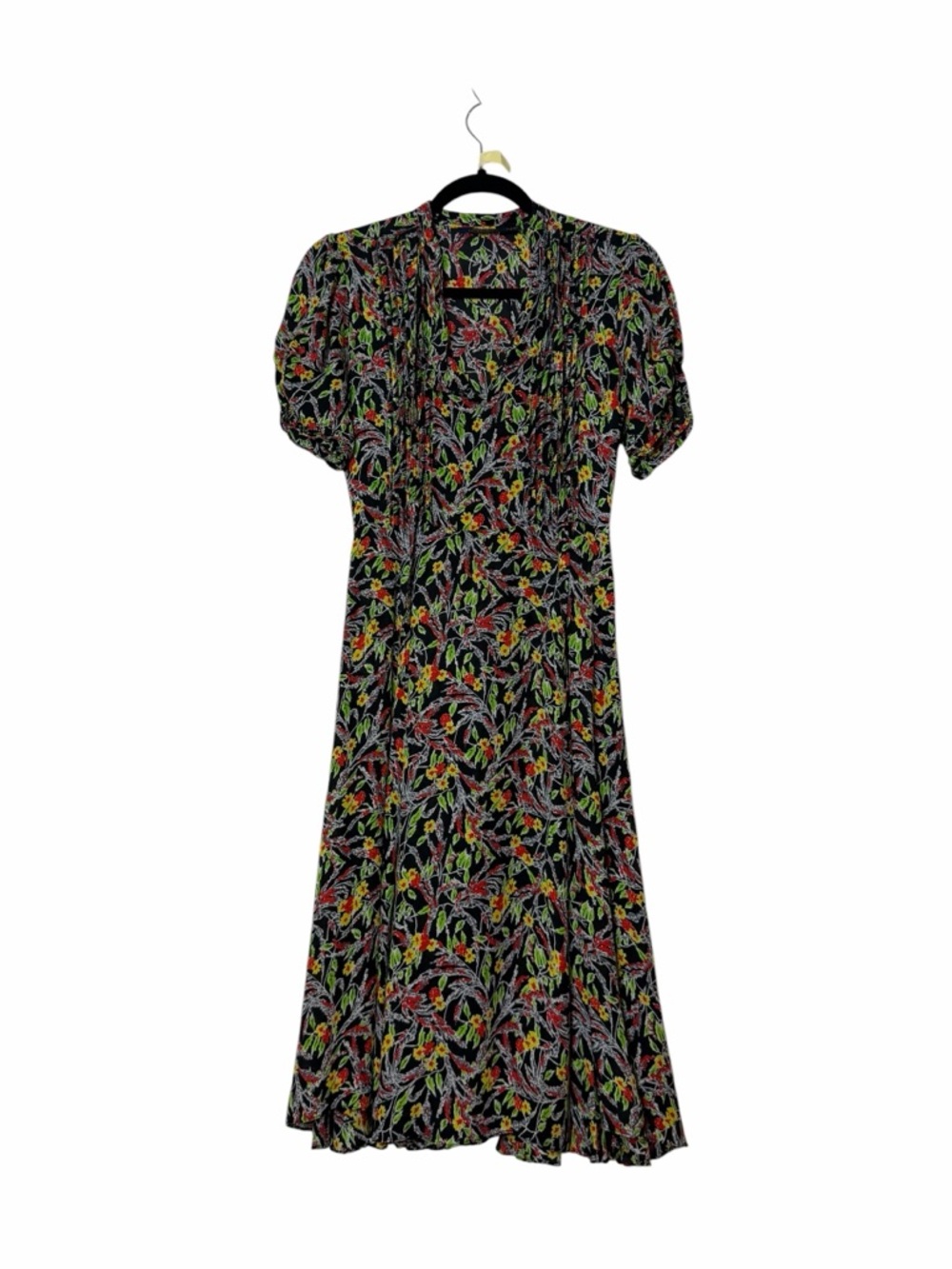 Polo Ralph Lauren Floral Dress Black Puff Sleeve Mini Women’s Size 2 - Picture 2 of 8